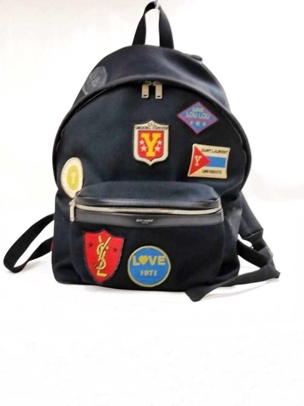 Saint Laurent Limited Edition Multi Patch City Backpack Black Canvas YSL